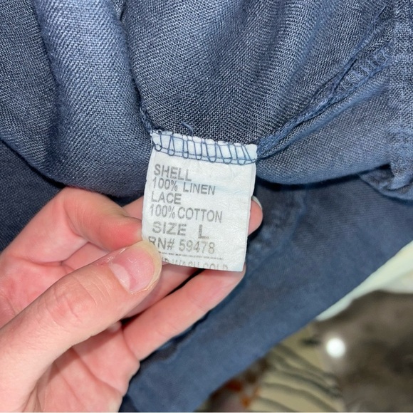 100% Linen Via Signoria Dress with Crochet Trim | Made in Italy | Size L | Vacay - Picture 10 of 12